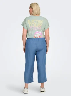 CARCHARIS Cropped fit Broek met wijde pijpen