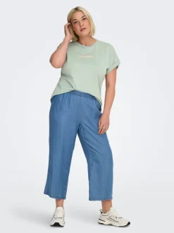CARCHARIS Cropped fit Broek met wijde pijpen