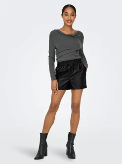 JDYALAIA Mid waist Regular fit Short van synthetisch leer