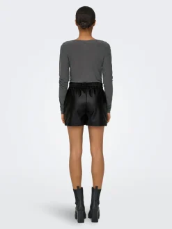 JDYALAIA Mid waist Regular fit Short van synthetisch leer