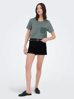 JDYMOON Mid waist Regular fit Denim shorts
