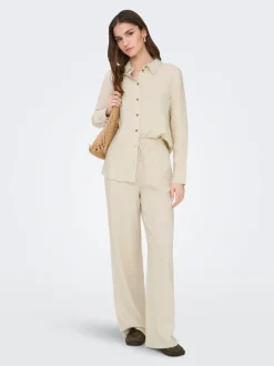 JDYSAY Loose fit Linnen Broek met wijde pijpen