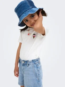 KMGCOMET Mid waist Wide leg fit Denim shorts