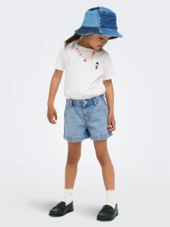 KMGCOMET Mid waist Wide leg fit Denim shorts