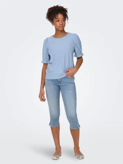 ONLBLUSH Mid waist Skinny fit capri Denim shorts