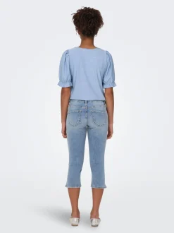 ONLBLUSH Mid waist Skinny fit capri Denim shorts
