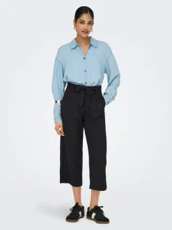 ONLCARO Cropped fit Linnen Broek met wijde pijpen