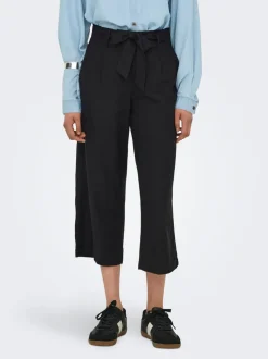 ONLCARO Cropped fit Linnen Broek met wijde pijpen