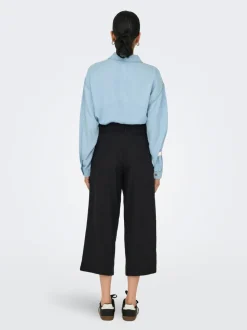 ONLCARO Cropped fit Linnen Broek met wijde pijpen