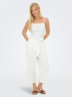 ONLCARO Cropped fit Linnen Broek met wijde pijpen