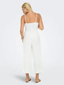 ONLCARO Cropped fit Linnen Broek met wijde pijpen