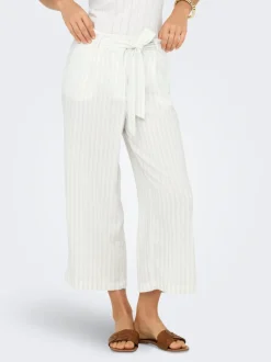 ONLCARO Cropped fit Linnen Broek met wijde pijpen