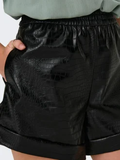 ONLDITTE Oversized fit Imitatieleren shorts