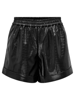 ONLDITTE Oversized fit Imitatieleren shorts
