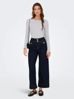 ONLEMILIA High waist Brede pasvorm - bijgesneden Jeans