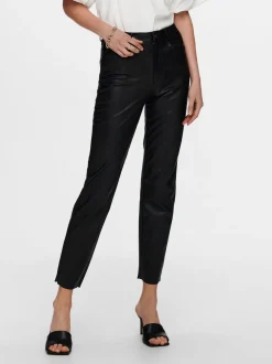 ONLEMILY Regular fit Broek van synthetisch leer