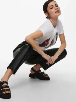 ONLEMILY Regular fit Broek van synthetisch leer