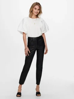 ONLEMILY Regular fit Broek van synthetisch leer