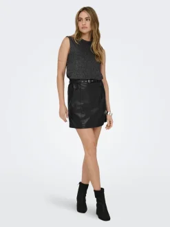 ONLHEIDI imitatie leren minirok