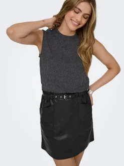 ONLHEIDI imitatie leren minirok