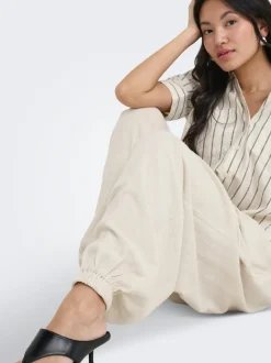 ONLSIESTA Wide leg fit Linnen Broek met wijde pijpen