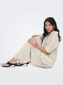 ONLSIESTA Wide leg fit Linnen Broek met wijde pijpen