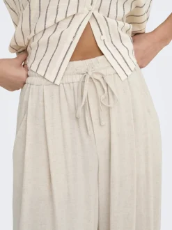 ONLSIESTA Wide leg fit Linnen Broek met wijde pijpen