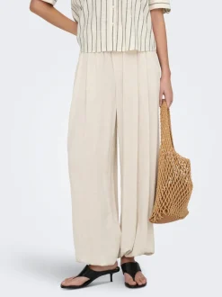 ONLSIESTA Wide leg fit Linnen Broek met wijde pijpen