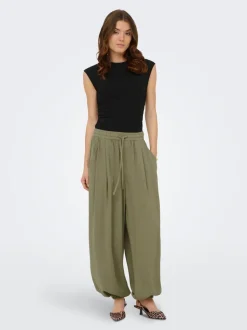 ONLSIESTA Wide leg fit Linnen Broek met wijde pijpen