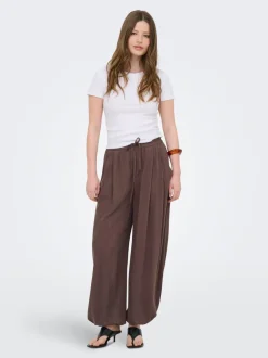 ONLSIESTA Wide leg fit Linnen Broek met wijde pijpen
