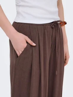 ONLSIESTA Wide leg fit Linnen Broek met wijde pijpen