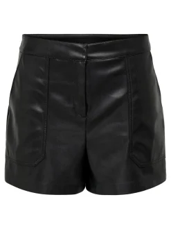 ONLTRICIA Mid waist Baggy fit Short van synthetisch leer
