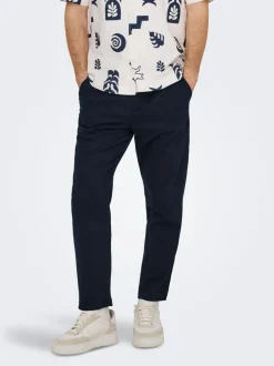 ONSLEO Tapered fit - cropped Linnen Chinobroek