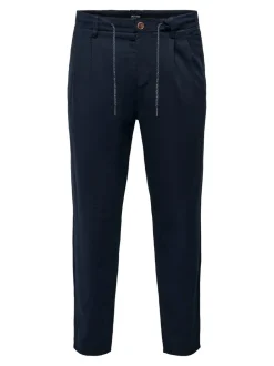 ONSLEO Tapered fit - cropped Linnen Chinobroek