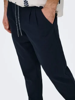 ONSLEO Tapered fit - cropped Linnen Chinobroek