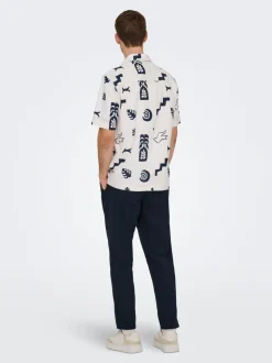 ONSLEO Tapered fit - cropped Linnen Chinobroek