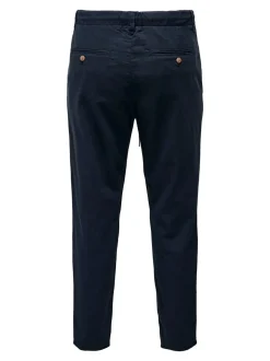 ONSLEO Tapered fit - cropped Linnen Chinobroek