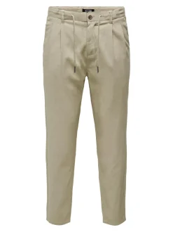 ONSLEO Tapered fit - cropped Linnen Chinobroek