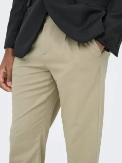 ONSLEO Tapered fit - cropped Linnen Chinobroek