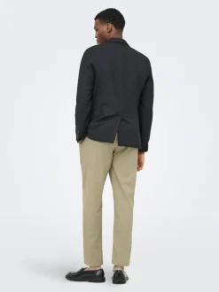 ONSLEO Tapered fit - cropped Linnen Chinobroek
