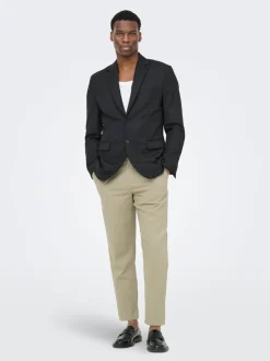 ONSLEO Tapered fit - cropped Linnen Chinobroek