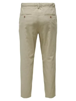 ONSLEO Tapered fit - cropped Linnen Chinobroek